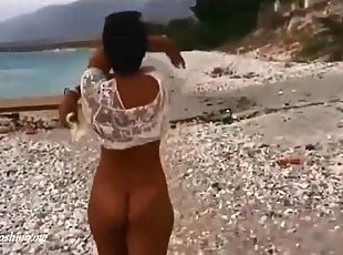 Amateur ebony wife is twerking fully nude big ass in public PublicFlashing.me